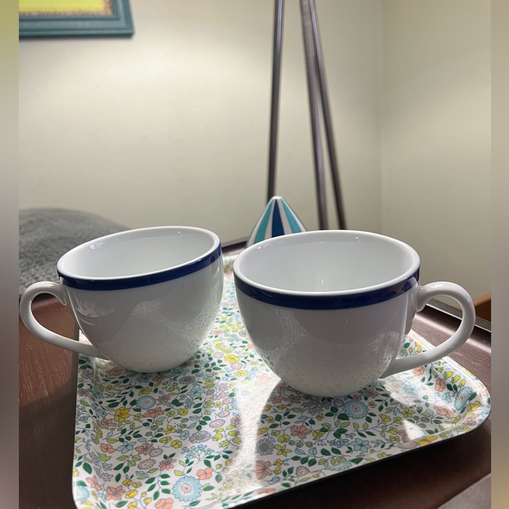 Williams Sonoma  Brasserie blue band coffee cups set of two.
